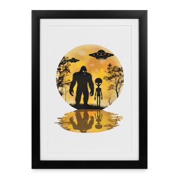Alien Bigfoot UFO Sasquatch Believers Spaceship - Framed poster (27 × 37 cm) - black - Front