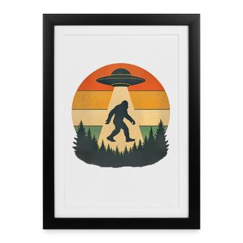 Vaisseau spatial extraterrestre Bigfoot, OVNI Sasquatch Believers - Affiche encadrée (27 × 37 cm) - noir - Devant