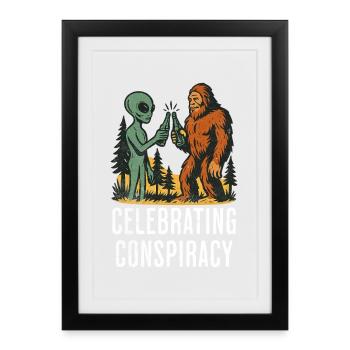 Vaisseau spatial extraterrestre Bigfoot, OVNI Sasquatch Believers - Affiche encadrée (27 × 37 cm) - noir - Devant