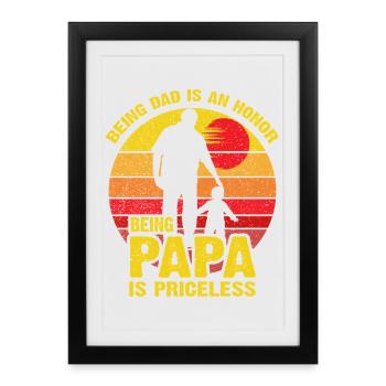 Papa Is Priceless: Dad Honor - Framed poster (27 × 37 cm) - black - Front