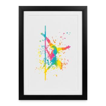 Pole Dance Bar Fitness Femmes Pole Danse - Affiche encadrée (27 × 37 cm) - noir - Devant