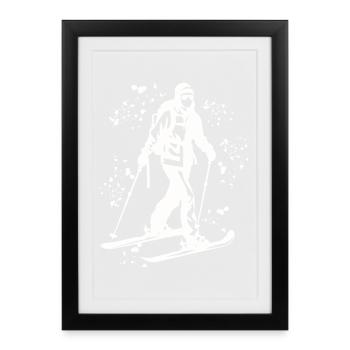 Alpine skier Winter sports Ski touring - Framed poster (27 × 37 cm) - black - Front