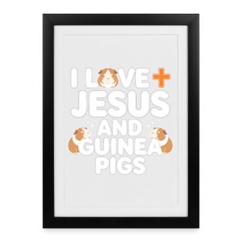 J’aime Jésus et les cochons d’Inde - Affiche encadrée (27 × 37 cm) - noir - Devant