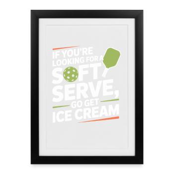 Joueur de pickleball à la recherche d’un dinking soft serve - Affiche encadrée (27 × 37 cm) - noir - Devant