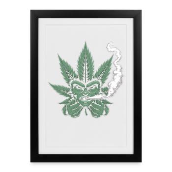 Chemise à cannabis – Cannabis Leaf Face Stoner - Affiche encadrée (27 × 37 cm) - noir - Devant
