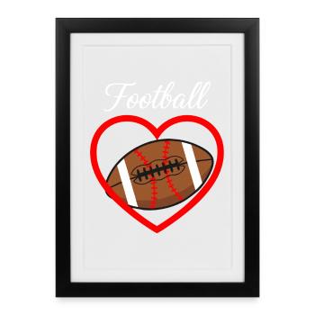 Football Heart Love Sports - Framed poster (27 × 37 cm) - black - Front