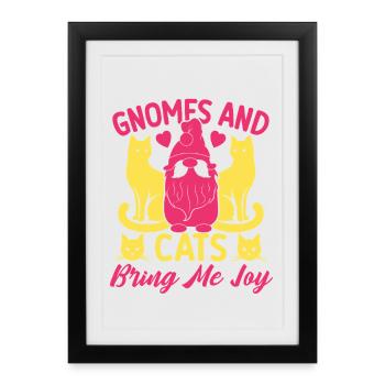 Costume de gnome de jardin Les nains & chats me rendent joyeux - Affiche encadrée (27 × 37 cm) - noir - Devant