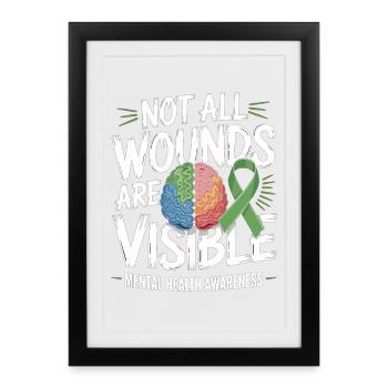 Toutes les blessures ne sont pas visibles – santé mentale - Affiche encadrée (27 × 37 cm) - noir - Devant
