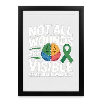 Toutes les blessures ne sont pas visibles – santé mentale - Affiche encadrée (27 × 37 cm) - noir - Devant