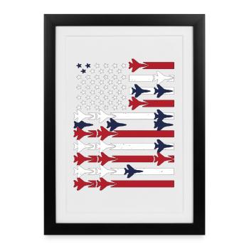 Jet Fighter USA Flag – Pilot Airplane - Framed poster (27 × 37 cm) - black - Front