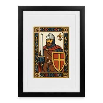 Emblème de tuile de chevalier médiéval - Affiche encadrée (27 × 37 cm) - noir - Devant