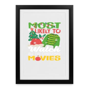 Probably Christmas Movies Watching Funny - Framed poster (27 × 37 cm) - black - Front