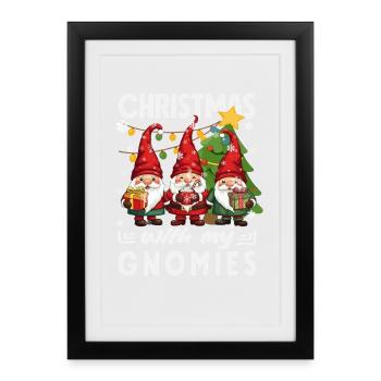 Christmas With My Gnomies Christmas Gnomes - Framed poster (27 × 37 cm) - black - Front