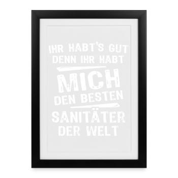 Sanitäter - Gerahmtes Poster (27 × 37 cm) - Schwarz - Vorne