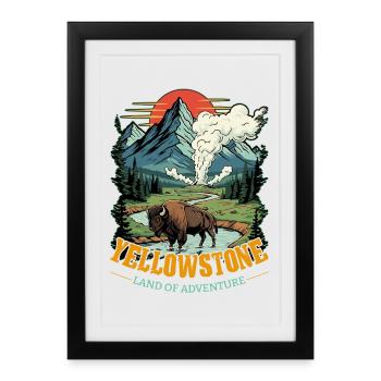 Terre de l’Aventure Parc national de Yellowstone - Affiche encadrée (27 × 37 cm) - noir - Devant