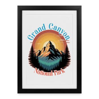 Montagne du parc national du Grand Canyon - Affiche encadrée (27 × 37 cm) - noir - Devant