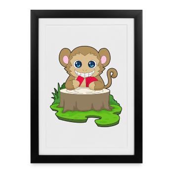 Monkey Poker Jeu de cartes de poker - Affiche encadrée (27 × 37 cm) - noir - Devant