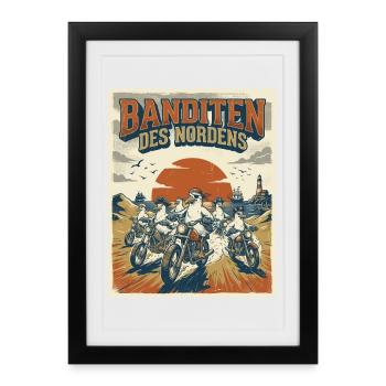 Banditen des Nordens Möwen Fischbrötchen Diebe  - Gerahmtes Poster (27 × 37 cm) - Schwarz - Vorne