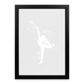Gymnast with baton rhythmic gymnastics - Framed poster (27 × 37 cm) - black - Front