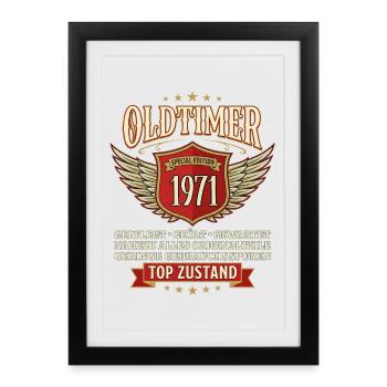 Oldtimer Jahrgang 1971 Geburtstag Top Zustand - Gerahmtes Poster (27 × 37 cm) - Schwarz - Vorne