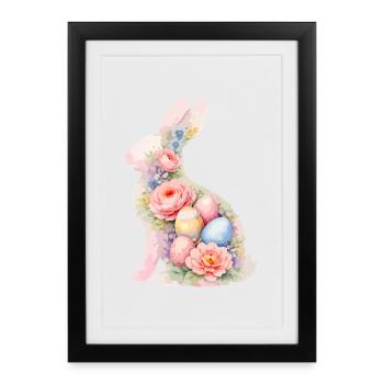 Aquarelle de Pâques du Lapin - Affiche encadrée (27 × 37 cm) - noir - Devant