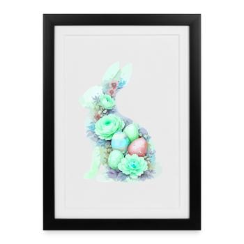 Aquarelle de Pâques du Lapin - Affiche encadrée (27 × 37 cm) - noir - Devant