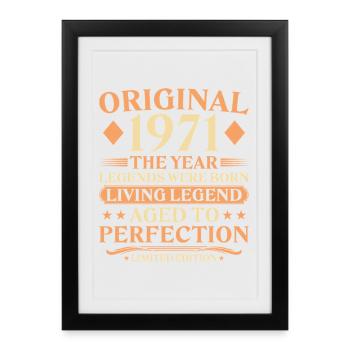 Millésime original 1971 – Légende du 55e anniversaire - Affiche encadrée (27 × 37 cm) - noir - Devant
