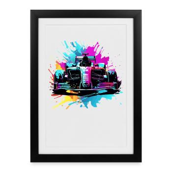 Racing Cars Colorful Splash Art Car Racer - Framed poster (27 × 37 cm) - black - Front