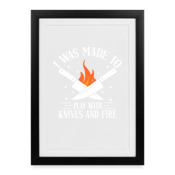 Funny Chef Head Chef Baker Chef Uniform Kitchen Me - Framed poster (27 × 37 cm) - black - Front
