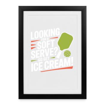 Joueur de pickleball à la recherche d’un dinking soft serve - Affiche encadrée (27 × 37 cm) - noir - Devant