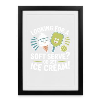 Joueur de pickleball à la recherche d’un dinking soft serve - Affiche encadrée (27 × 37 cm) - noir - Devant