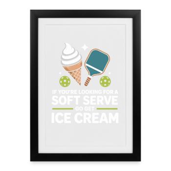 Joueur de pickleball à la recherche d’un dinking soft serve - Affiche encadrée (27 × 37 cm) - noir - Devant