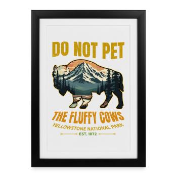 Vache duveteuse Buffalo Parc national de Yellowstone - Affiche encadrée (27 × 37 cm) - noir - Devant