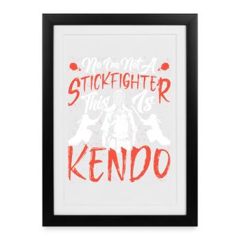 Instructeur de kendo Sinobi Sticks Swordsman de kendo. - Affiche encadrée (27 × 37 cm) - noir - Devant