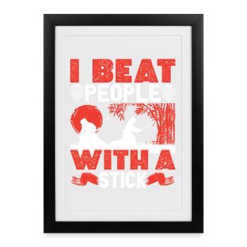 Kenjutsu Ninja Sinobi Épéiste Samouraï Martial - Affiche encadrée (27 × 37 cm) - noir - Devant