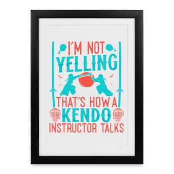 École d’instructeurs de kendo, arts martiaux japonais - Affiche encadrée (27 × 37 cm) - noir - Devant