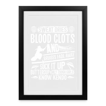 Entraînement aux arts martiaux japonais Kendo Sinobi - Affiche encadrée (27 × 37 cm) - noir - Devant