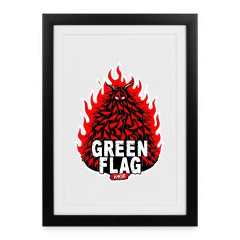 Flaming Green Flag Crest - Framed poster (27 × 37 cm) - black - Front