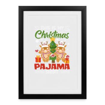This Is My Christmas Pyjama Shirt Reindeer - Framed poster (27 × 37 cm) - black - Front