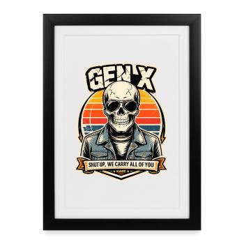 Cavalier en denim du créneau du créneau - Affiche encadrée (27 × 37 cm) - noir - Devant