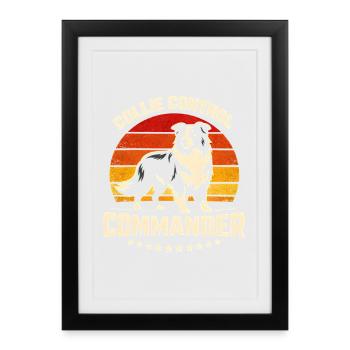 Collie Commando | Border Collie Retro - Framed poster (27 × 37 cm) - black - Front