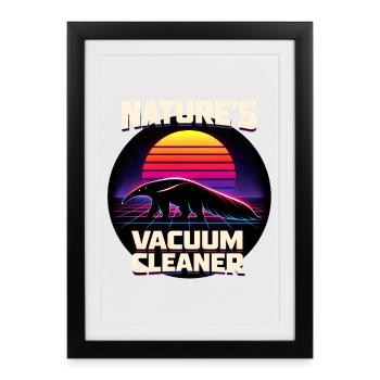 L’aspirateur de la nature | Fourmilier rétro - Affiche encadrée (27 × 37 cm) - noir - Devant