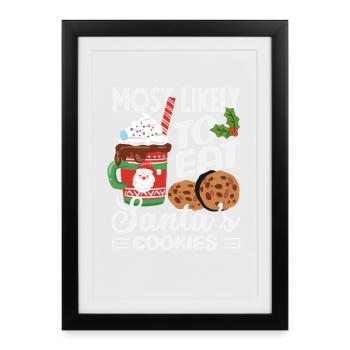 Probably Santa Cookies Eating Christmas - Framed poster (27 × 37 cm) - black - Front