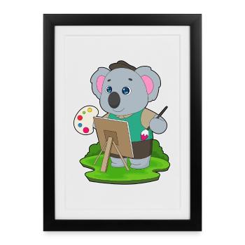 Koala Painter Brush Painting - Framed poster (27 × 37 cm) - black - Front