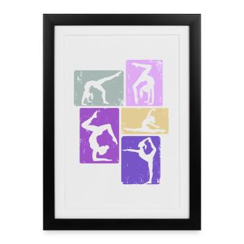 Gymnaste Fille Gymnastique Acrobatie - Affiche encadrée (27 × 37 cm) - noir - Devant