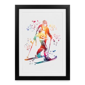 Ski alpin Sports d’hiver Ski de randonnée - Affiche encadrée (27 × 37 cm) - noir - Devant