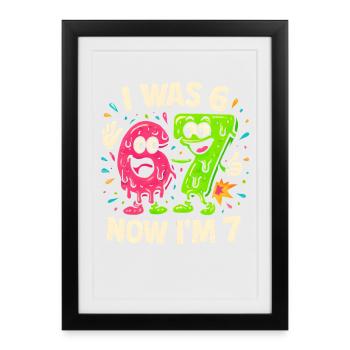 7th Birthday Kids 67 Meme Humor Gift Idea - Framed poster (27 × 37 cm) - black - Front