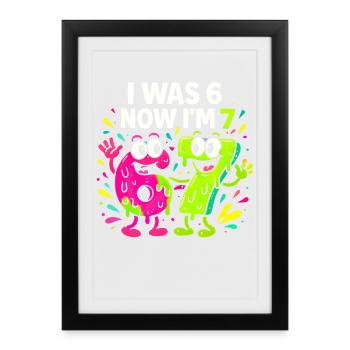7th Birthday Kids 67 Meme Humor Gift Idea - Framed poster (27 × 37 cm) - black - Front