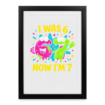 7th Birthday Kids 67 Meme Humor Gift Idea - Framed poster (27 × 37 cm) - black - Front