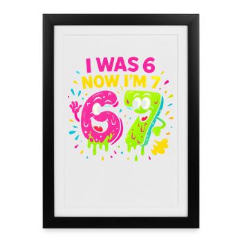 7th Birthday Kids 67 Meme Humor Gift Idea - Framed poster (27 × 37 cm) - black - Front